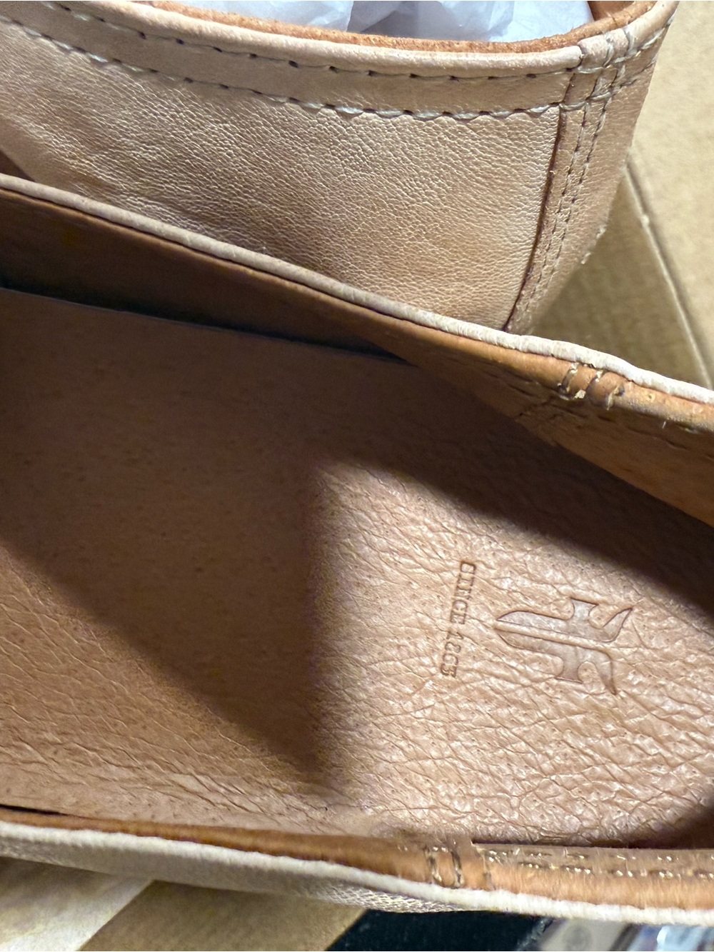Frye Women's Slip-On Tan leather Mules - Picture 3 of 6
